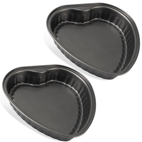 Set di 2 stampi per torte a forma di cuore, grandi teglie antiaderenti, 24 cm, per matrimoni, compleanni, feste e famiglia, set di 2