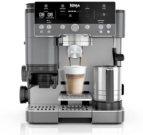 Ninja Luxe Premier 3-in-1 Coffee Machine, Latte, Cappuccino, Cold Brew & Espresso Maker With Built in Bean Grinder & Milk Frother, Easy to Use, 4 Automated Froth Presets, Gun Metal ES601UKGM