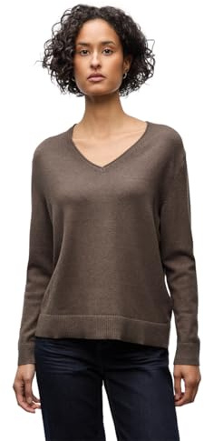 Street One 3015725 Pull Confortable avec col en V, Nomad Brown Mel, 42 pour Femme