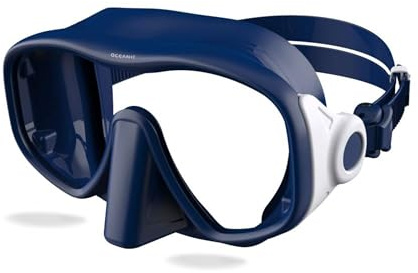 Oceanic Snorkel Mask for Adults, Frameless Single Lens Dive Mask with Tempered Glass, Soft Silicone Skirt & Strap, Quick-Release Buckles for Snorkeling & Scuba