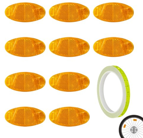 Joysuelly 11 STK Orange Fahrrad Speichenreflektoren Katzenaugen mit Stahlclips, E-Bikes und Kinderfahrräder