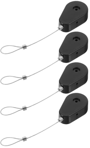 BRIGHTFUFU Set 4 Pezzi Custodie Antifurto Telescopiche Cavo Retrattile in Filo di Acciaio 1 Metro, Lucchetto Cavo di Sicurezza per Dispositivi Elettronici e Showroom, Gestione Cavi