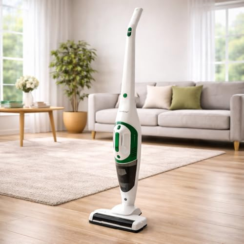 Fenix Home Aspirapolvere Scopa Senza Fili 2 in 1 – Aspirapolvere Ricaricabile Batteria Litio 22.2V, Tecnologia Ciclonica, Spazzola Motorizzata LED, Testa Rotabile 180°, Senza Sacco – 150W (Bianco)
