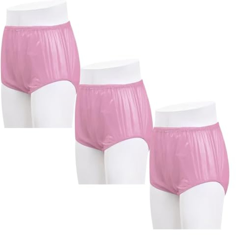Vuxeninkontinensunderkläder 3st Återanvändbara PE-plastbyxor | Återanvändbart, tvättbart, unisex, bekvämt blöjöverdrag(Pink,X-Large)