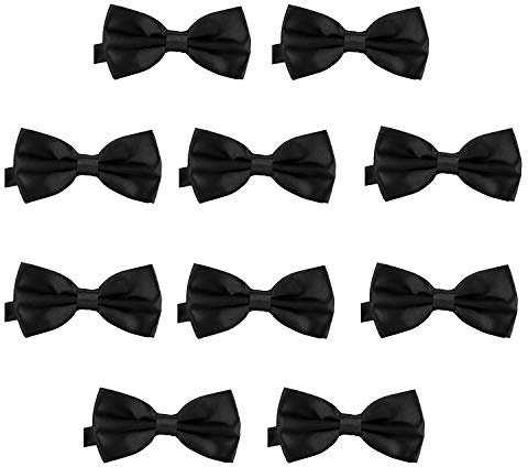 DonDon Set da 10 papillon da uomo 12 x 6 cm già legato e infinitamente regolabile – nero