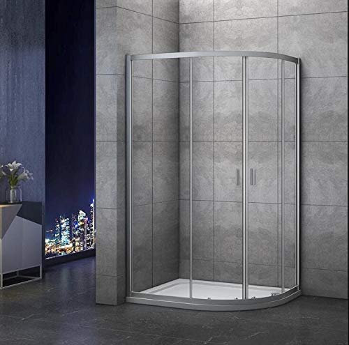 Mamparas de ducha Semicircular Puerta Corredera Gris Mate 5mm Curva Italiana 120x90x185cm