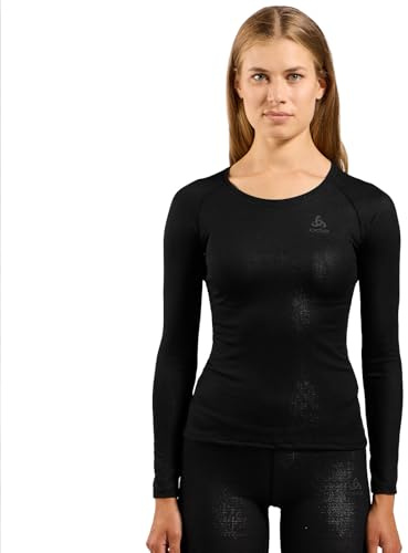 Odlo Unterhemd für Damen Langarm Active F-Dry Light | Schwarz | Größe XXL | Funktionsshirt | Funktionsunterwäsche