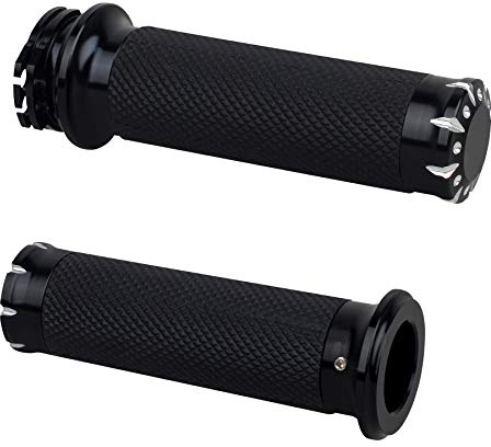 NTHREEAUTO Handlebar Hand Grips Motorcycle Throttle Grip for 1 / 25mm Handle Bars Universal Compatible with Harley Dyna Sportster 883 1200 Road Electra Glide Softail Touring
