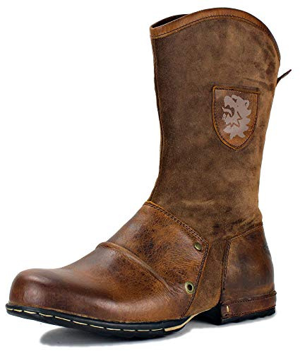 Herr Stövlar Chukka Motorcykel Boots för Män Vandring Combat Ankel Biker Dragkedja Mode Känga Brun OS-5008-1-H1-Brown-13-R