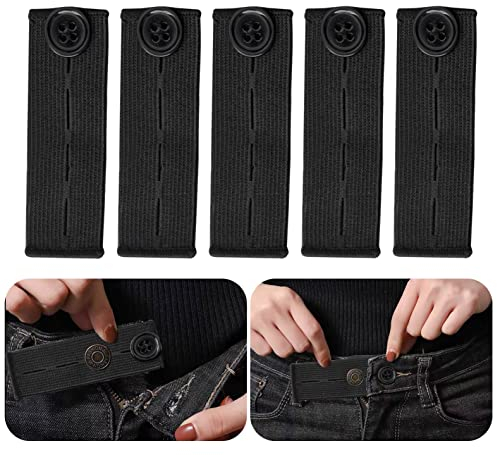 5PCS Adjustable Waist Extender, Elastic Button Extender Pants Waist Extension for Trousers Jeans Pregnant Trousers