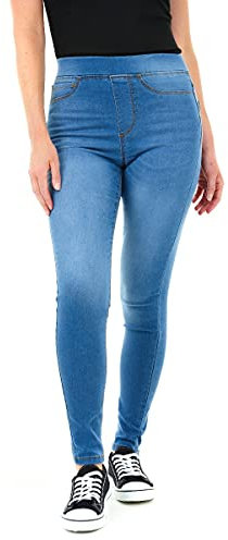 M17 Women Ladies Denim Jeans Jeggings Skinny Fit Classic Casual Trousers Pants with Pockets (26, Mid Wash Blue) Femme Coupe Classique décontracté avec Poches, Bleu Lavage Moyen, 54