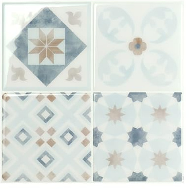 SMART TILES Parma Blue 3D Gel-O Peel and Stick Wall Tiles - 5 Sheets of 9' x 9' Backsplash for Kitchen, Bathroom, Wall