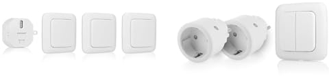 Smartwares SH4-99567 Schlafzimmer-Lichtschalterset – Plug & Connect – 1 Einbauschalter – 3 Wandschalter & SH4-99575 Indoor-Steckdosenschalterset mit Doppellichtschalter – Plug & Connect