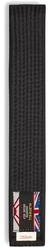 Playwell Cinturón de clasificación de Color sólido de algodón para Artes Marciales - Negro (320 cm)