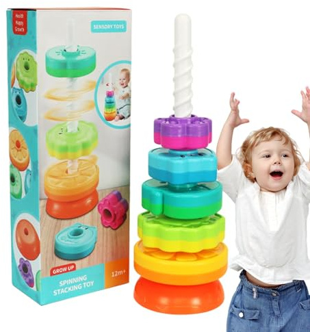 Empileur Rotatif - Jouet Empilable Rotatif, Tour De Rotation Arc-en-ciell, Jouet Rotatif, Empileur D'anneaux | Cadeaux d'anniversaire Noël pour Fille Et Garçon De 1, 2 Et 3 Ans, Jouet Sensoriel D'ap