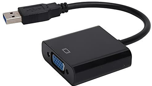 Naroote Câble Adaptateur VGA USB3.0 à VGA, Adaptateur FEMPORT Informatique 15 PIN (Black)