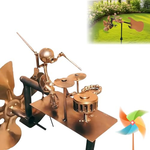 Dandin Handmade Metal Drummer Windmill, Moulins à Vent De Jardin, Moulins à Vent Tambour De Jardin, Figurines De Moulins à Vent pour Décorations De Jardin Et De Cour