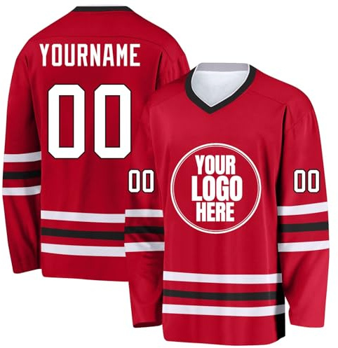Camiseta Personalizada de Hockey sobre Hielo Personalizable con tu Nombre/número/Logotipo Camiseta de Hockey de Manga Larga Ropa para Aficionados al Hockey sobre Hielo Hombres Mujeres Jóvenes A13