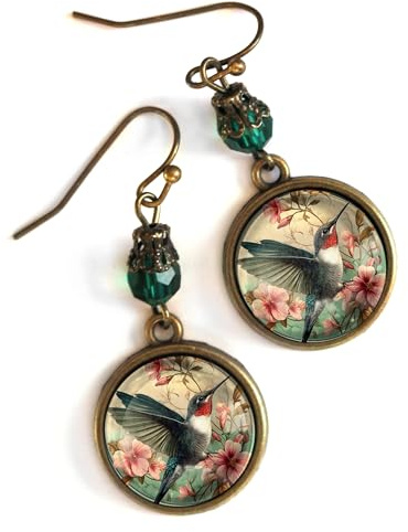 Art Nouveau Hummingbird Earrings