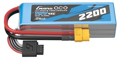 Gens ace 3S LiPo batteri 11,1 V 2200 mAh 45C med XT60-kontakt – Softpack RC modellbatteri