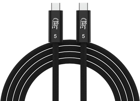 AIRSKY 80Gbps Compatible with Thunderbolt 5 Cable, Bandwidth up to 120Gbps,16K/Dual 8K Display and 240W Charging, 3.3ft USB C to USB C Cable Compatible with Thunderbolt 4/5 (3.3FT Type B)