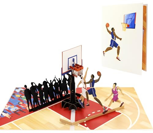 DORAFIORA® popup-kort basketboll dunk – 3D-kort för barn, män och sportfans | födelsedagskort, lagkort och tränarpresent | presentidé inklusive kuvert