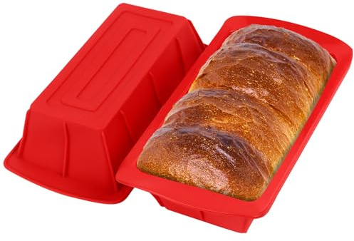 Wsetyy 2Pcs Loaf Tins for Baking Non Stick, Large Loaf Pan Moulds, Silicone Bread Tin Mould for Baking Tray, Oven Air Fryer Dishwasher Safe