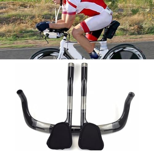 FUANA T800 Carbon Fiber Triathlon Bike Rest Handlebars 340mm for TT and Road Bikes, 31.8mm Clamp, Lightweight with Sponge Padding Bike Repair Kit