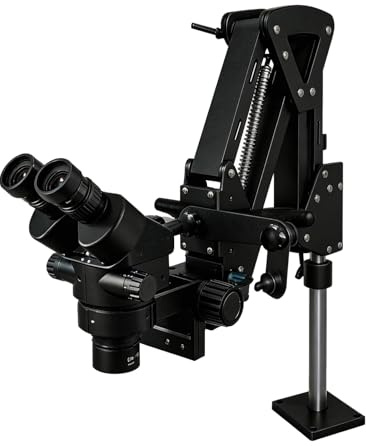 GEMKIT Professionellt smyckemikroskop 7 x – 45 x med förbättrad svängarm – binokulärt stereo-mikroskop med fjäderstöd, stabil verkstadskonstruktion