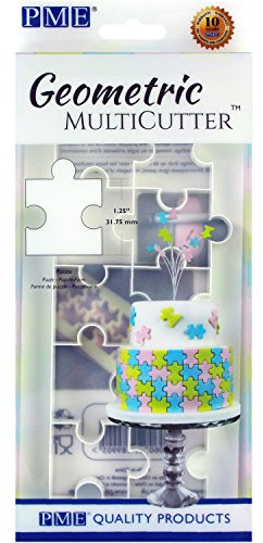 PME GMC153 geometrisk multiskärare för kakdesign – pussel, stor storlek, 3,5 cm, vit