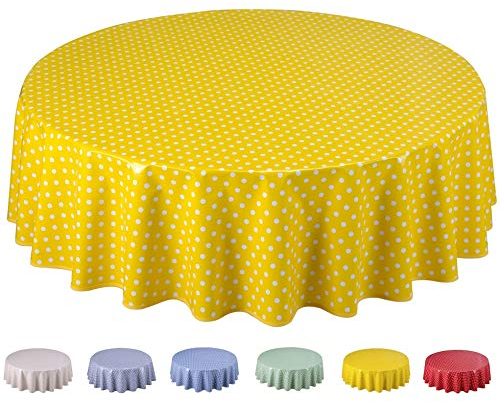 Home Direct Wachstuch Tischdecke Abwaschbar Rund 160cm Kleine Tupfen Gelb