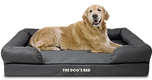 The Dog’s Bed – Orthopaedic Memory Foam Bolster Bed, Grey with Black Trim, XL
