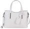 OBC Made IN Italy Damen Echt Leder Tasche Business Shopper Schultertasche Handtasche Ledertasche Umhängetasche Rindsleder Freizeittasche Weiss