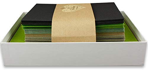 50x Farbige Faltkarten blanko mit Umschlag und Einlegeblättern in DIN B6 - Vintage Kraftpapier