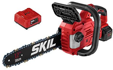 SKIL PWR CORE 20 Brushless 20V 12'' Handheld Lightweight Chainsaw Kit with Tool-free Chain Tension & Auto Lubrication, Includes 4.0Ah Battery and Charger-CS4562B-10