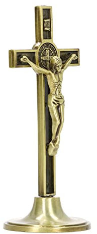 Crucifix Wall Cross Wall Hanging Cross Handmade Antique Design Beautiful Standing Catholic Crucifix for Dressers Art Sculpture Home Living Room Decor