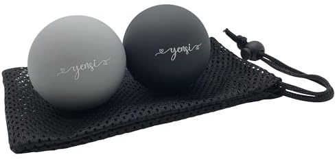 YENSI Silicone Massage Lacrosse Balls for Trigger Point Therapy, Myofascial Release, and Deep Tissue Massage. Set of 2 Balls with Carrying Bag. Latex-Free. Ideal for Feet and Targeted Muscle Relief