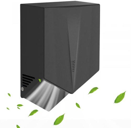 PTATT Asciugamani per bagni Commerciali, Asciugamani Elettrico da 1500 W, Silenzioso, asciuga Mani Compatto a Parete, asciuga Mani da Bagno per Uso Domestico,Black