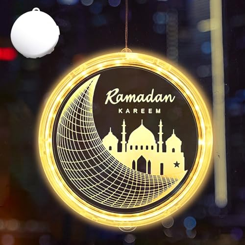 DAZZTIME Led Muslim Ramadan Lichterkette,9.4in Eid Ramadan Dekorative Fee Licht,Ramadan Hängende Lichter mit Saugnapfhaken,Eid Ramadan Dekoration Fee Licht,für Ramadan,Party,Fenster,Schlafzimmer