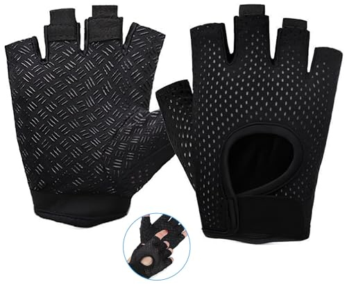 Gym Gloves Half Finger Anti Slip for Weightlifting, Cycling & Rowing（S）