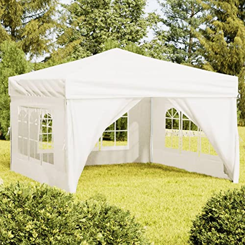 Gecheer Tienda para fiestas plegable con paredes laterales, color crema, 3 x 3 m, cenador de exterior, toldo, pérgola con tela, pabellón de jardín, carpa para fiestas, cenador para barbacoa, A93522