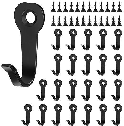 Ganchos Percheros de Pared, 24 Piezas Gancho Rústico Retro Ganchos Individuale Vintage de Metal Gancho para Antiguo con Tornillos para Colgar Abrigo, Ropa, Sombrero, Toalla, Bolso, Llave (Negro)