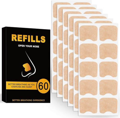 60 PCS Magnetic Nose Strip, Breathing Nasal Strips Refill Pack, Anti-Snoring Sleep Nasal Strips, Nose Magnets Anti-Snoring Aid for for Men & Women at Home, Travel, Hotel, Business Trip and Car