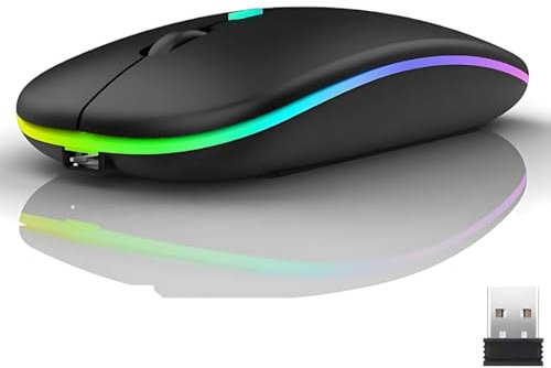 Wireless Mouse for Laptop – Slim Rechargeable Mouse, 2.4GHz Silent mouse with USB Receiver, Silent Click, 800-1600 DPI, Portable Cordless mouse for Windows, laptop, PC, Home & Office