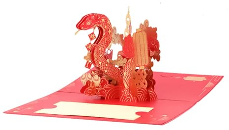 Biglietti di auguri per Capodanno cinese 2025 con serpente, biglietto di auguri di Capodanno con busta | Decorazioni cinesi, carta 2025 per anno