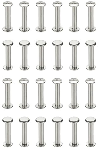 PATIKIL 24 Sets Chicago Screws, 3x15mm(DxH) Chicago Screws Phillips Binding Post Screw Bolts Leather Rivets 304 Stainless Steel Fasteners for Leather Belt Scrapbook Photo Albums, Silver