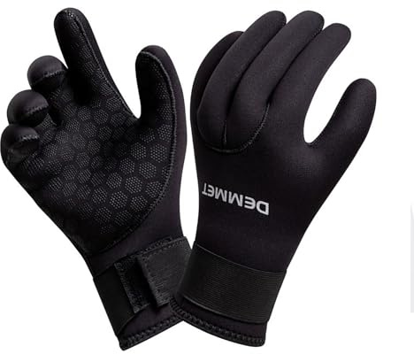 DEMMET Guanti in neoprene per immersioni 3 mm/5 mm Guanti da muta uomini donne diving gloves caldi in inverno resistenti all'usura per Sci immersioni equitazione (5mm Guanti da sub, XL)