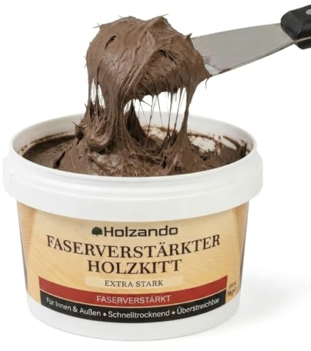 Holzando® Fiberförstärkt träspackel Extra stark – träspackel för trä, OSB och väggar – träreparationssats för inomhus- och utomhusbruk – fönsterkitt, träpasta, träfyllmedel ek mörk 35–250 g