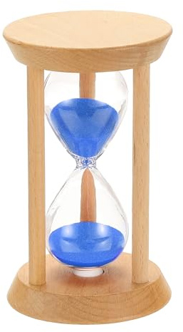 PATIKIL 20 Minutes Sand Timer, Wooden Sand Watch High Glass Sandglass | Timer for Living Room Home Office Restaurant Decoration, Blue