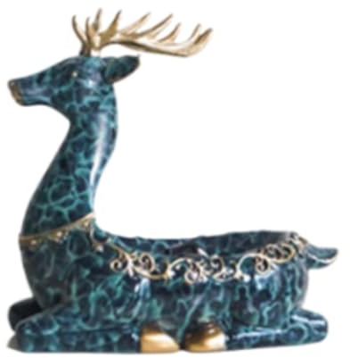 Kuntesetty Statue de Cerf Figurine Sculpture Plateau de Rangement Ornement de Renne En Résine Solide pour Clés et Colliers Appropriée pour La Décoration, Bleu